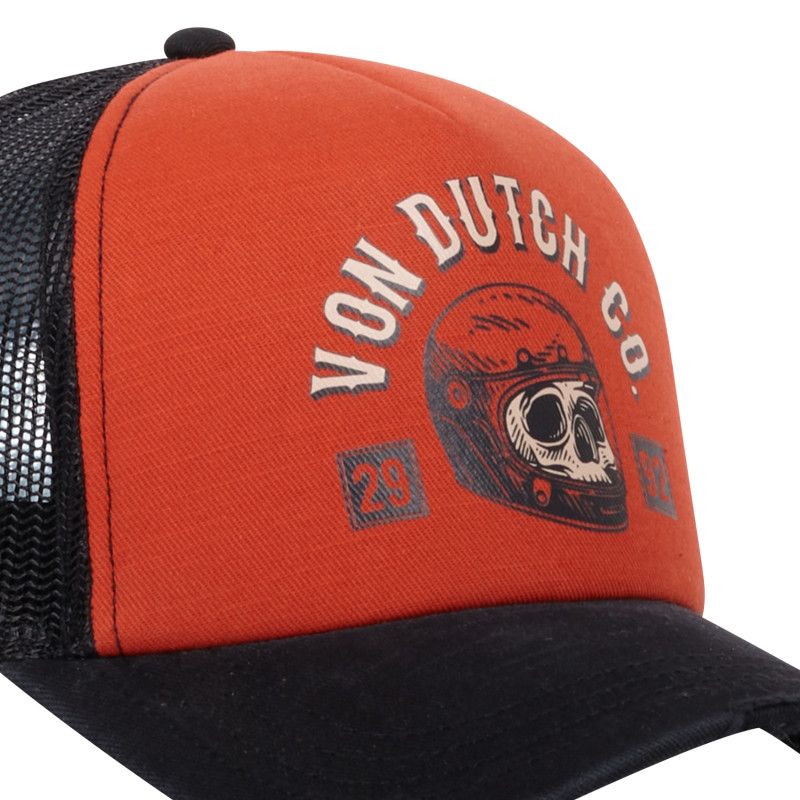 Casquette Vondutch Orange/Noir Trucker Snapback effet Usé CREW