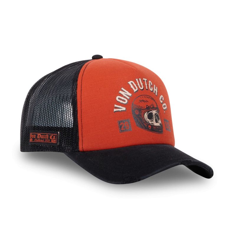 Casquette Vondutch Orange/Noir Trucker Snapback effet Usé CREW