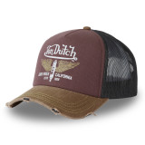 Casquette Vondutch Marron/Bordeaux/Noir Trucker Snapback effet Usé CREW