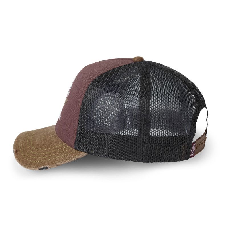 Casquette Vondutch Marron/Bordeaux/Noir Trucker Snapback effet Usé CREW