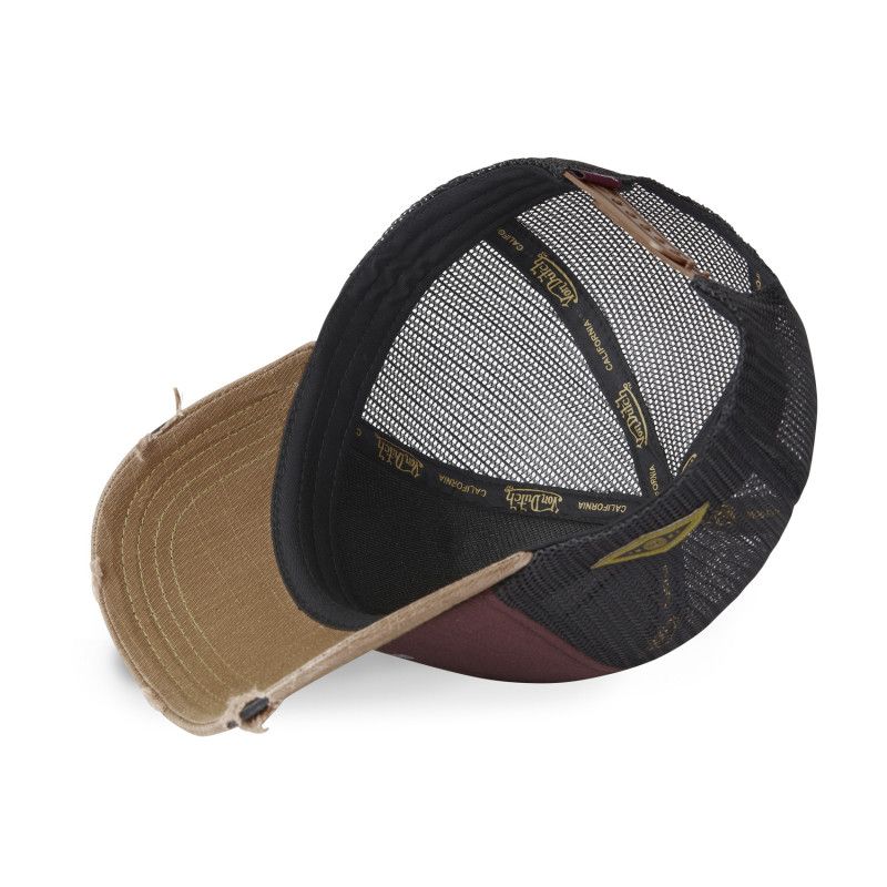 Casquette Vondutch Marron/Bordeaux/Noir Trucker Snapback effet Usé CREW