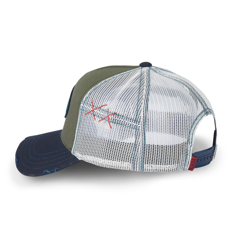 Casquette Vondutch Bleu/Kaki/Blanc Trucker Snapback effet Usé NAVY