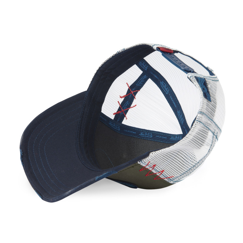 Casquette Vondutch Bleu/Kaki/Blanc Trucker Snapback effet Usé NAVY