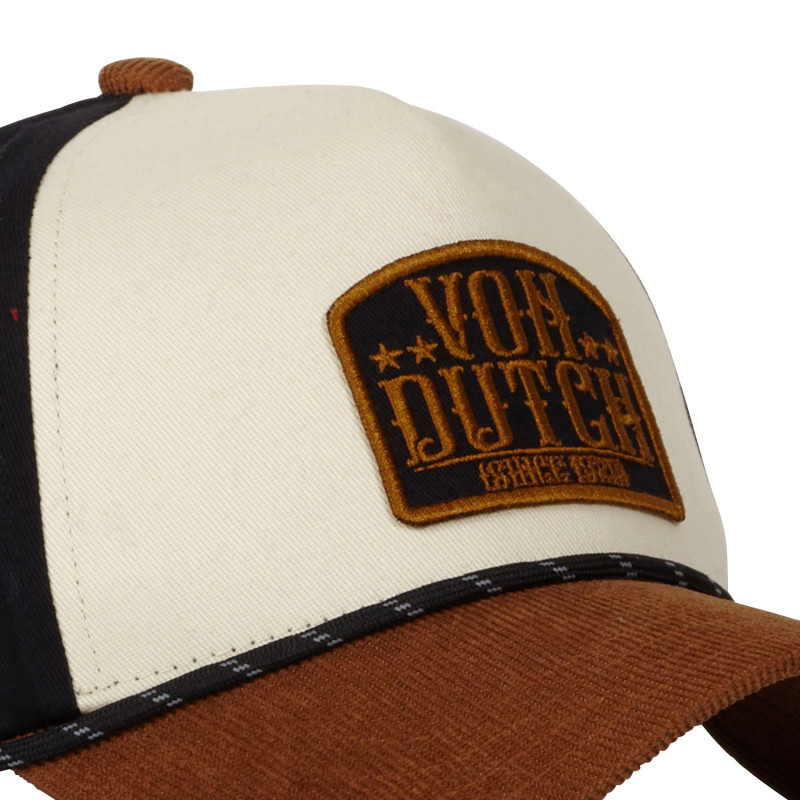 Casquette Vondutch Beige/Marron/Noir Baseball Snapback en Velours côtelé VINTAGE