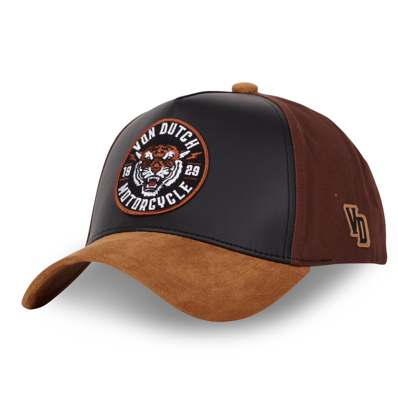 Casquette Vondutch Noir/Marron Baseball Snapback en Suedine VINTAGE