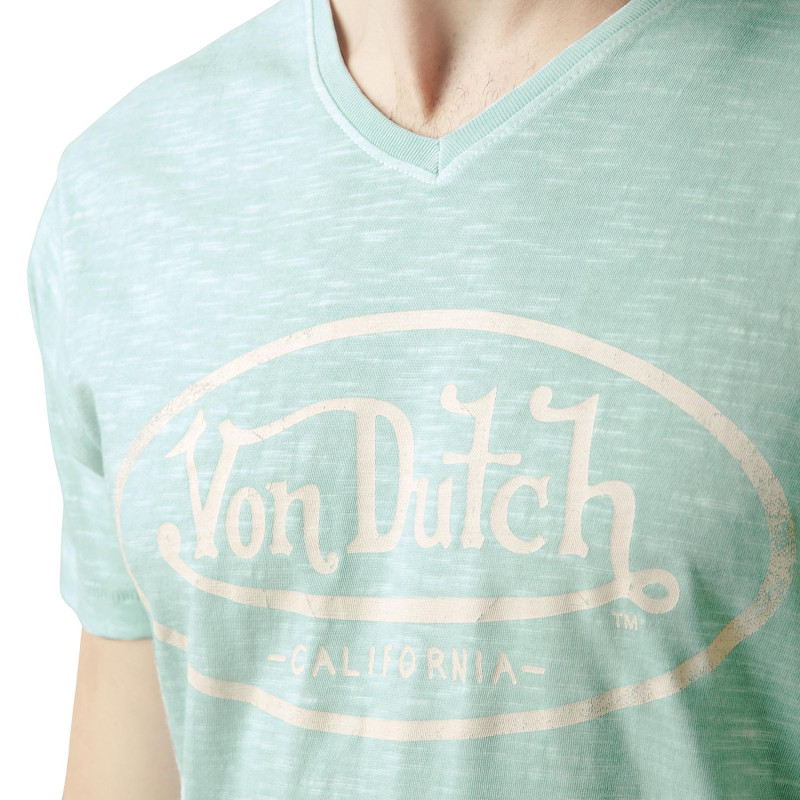 Tee Shirt Vert opaline coupe Regular Col V effet Flammé TYRON | Homme - Vondutch