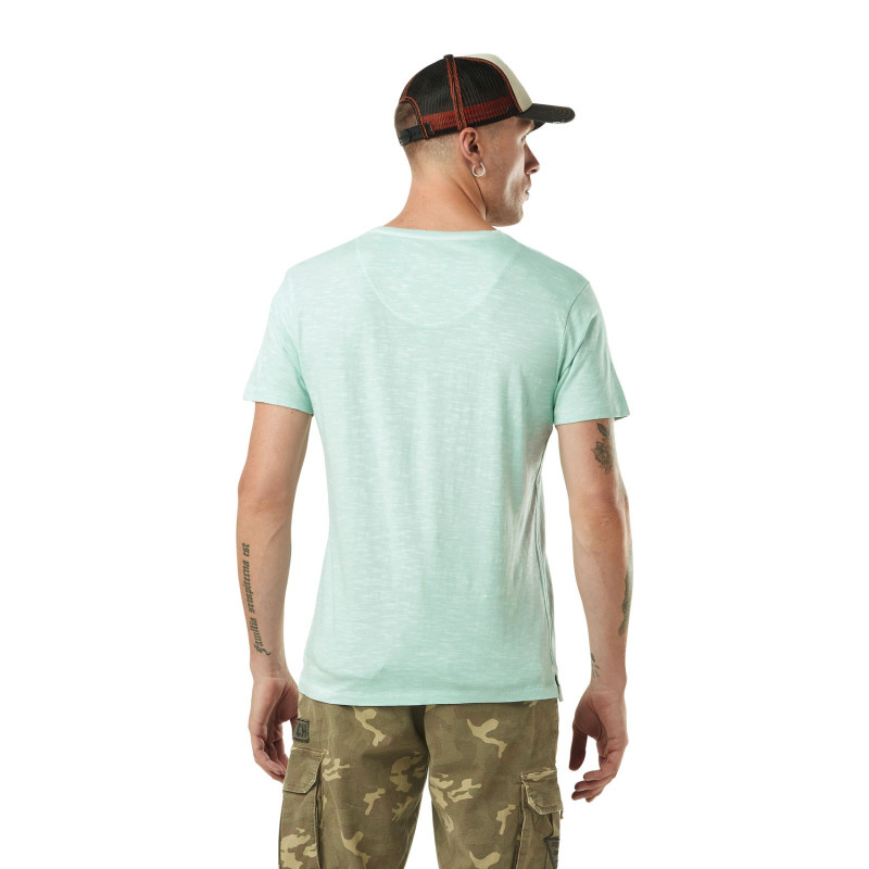 Tee Shirt Vert opaline coupe Regular Col V effet Flammé TYRON | Homme - Vondutch