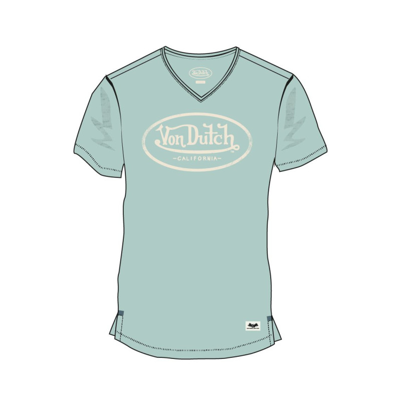 Tee Shirt Vert opaline coupe Regular Col V effet Flammé TYRON | Homme - Vondutch