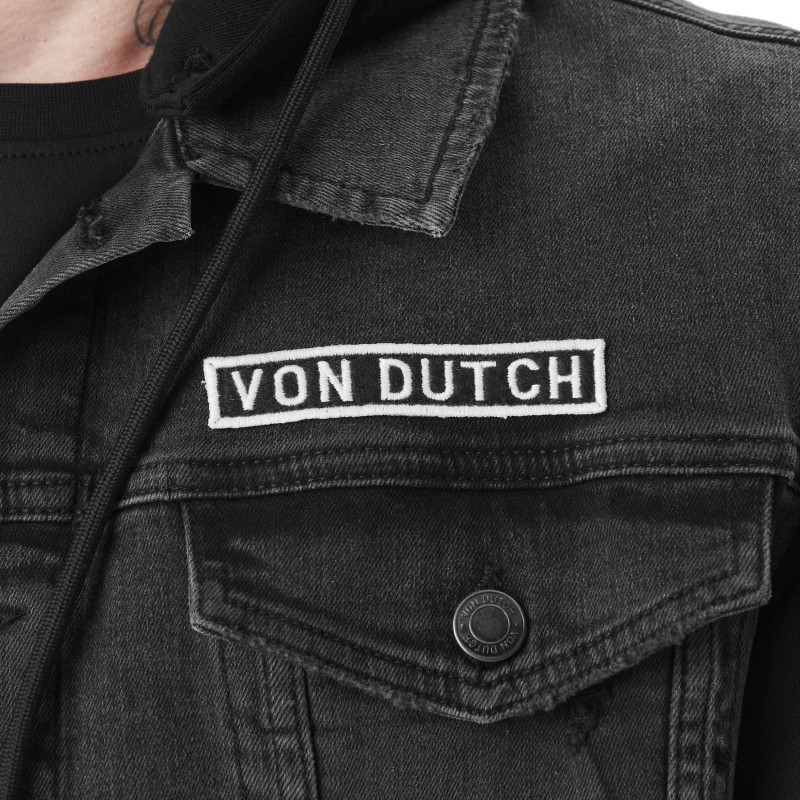 Von Dutch men's bi-material black denim Used jacket