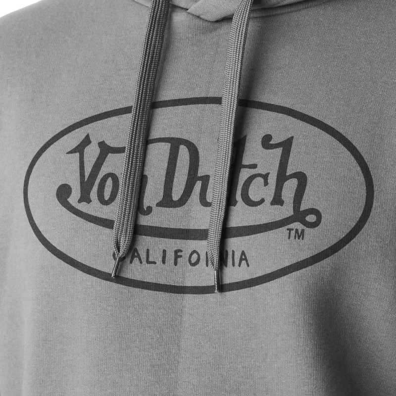 Sweat à Capuche Gris Molletoné BRAND | Homme - Vondutch