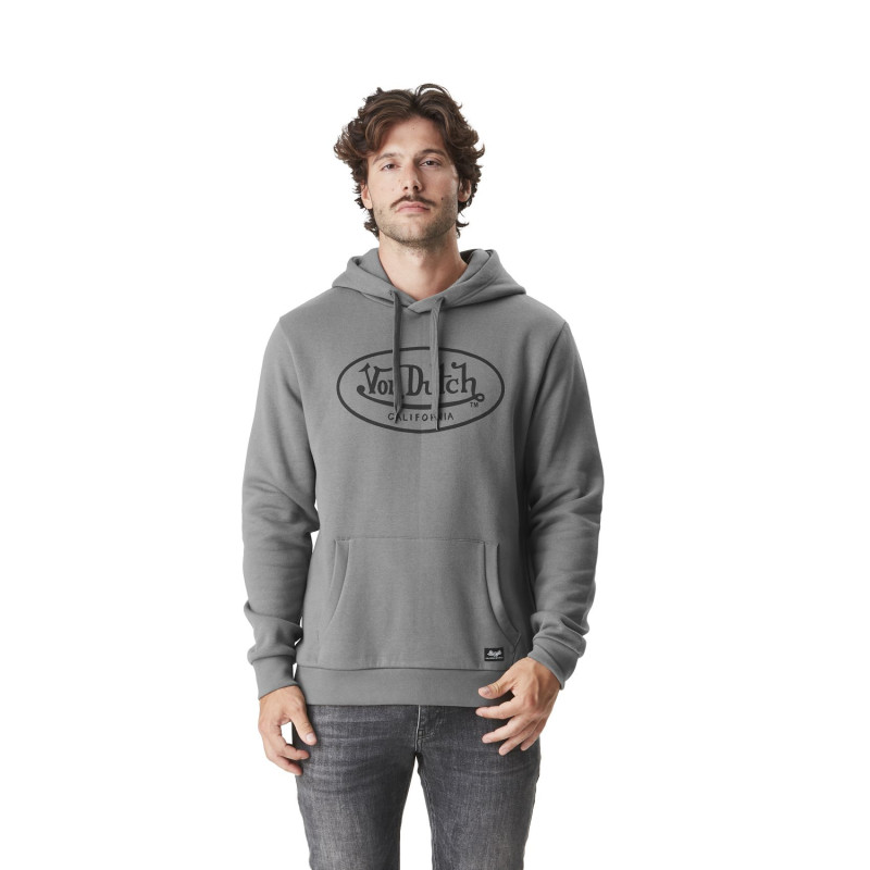 Sweat à Capuche Gris Molletoné BRAND | Homme - Vondutch | Von Dutch