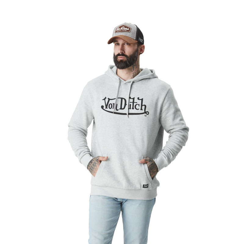 Sweat à Capuche Gris Molletoné LOGAN | Homme - Vondutch | Von Dutch