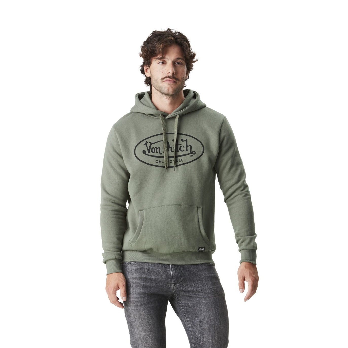 Sweat à Capuche Vert Molletoné BRAND | Homme - Vondutch | Von Dutch