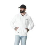 Sweat à Capuche Zippé Blanc Molletoné SLIMAN | Homme - Vondutch