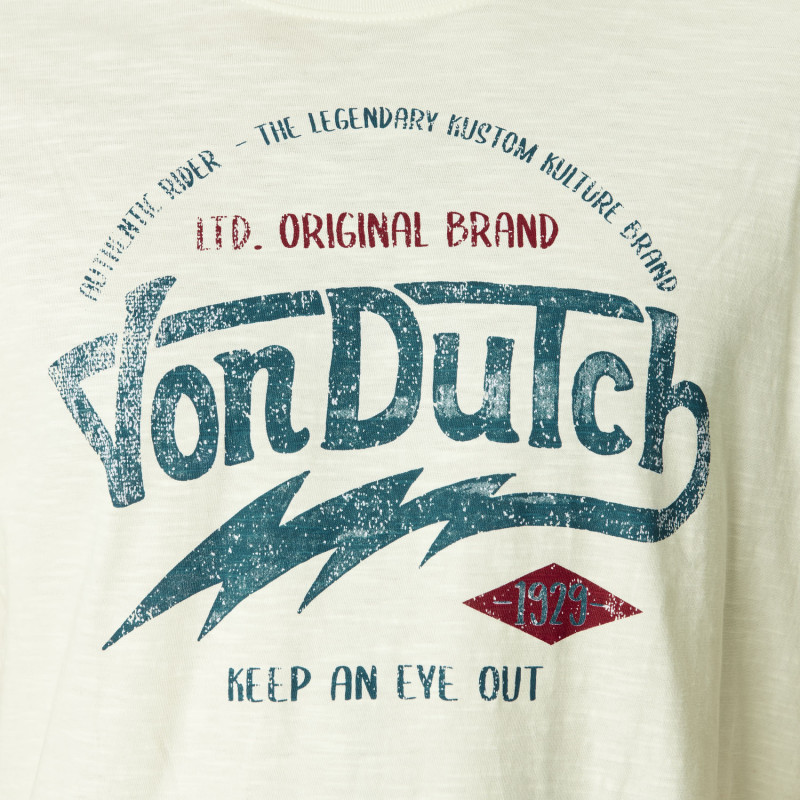 Tee Shirt Blanc coupe Régular Col rond effet Flammé KEEP | Homme - Vondutch