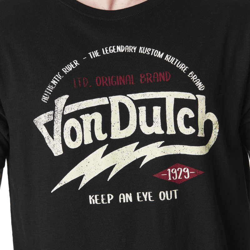 Tee Shirt Noir coupe Régular Col rond effet Flammé KEEP | Homme - Vondutch