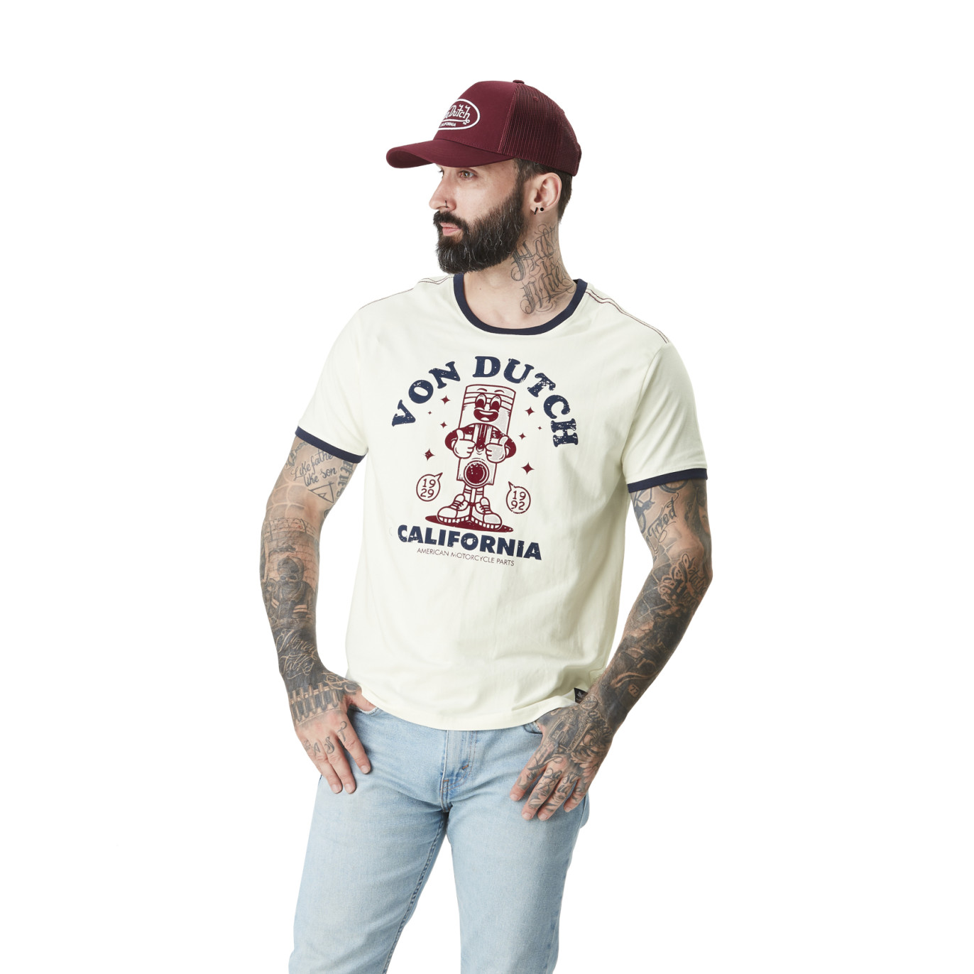 Tee Shirt Blanc coupe Régular Col rond PISTON | Homme - Vondutch