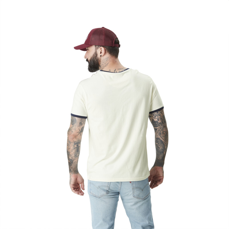 T-shirt homme col rond stretch avec print et bords contrastés Piston
