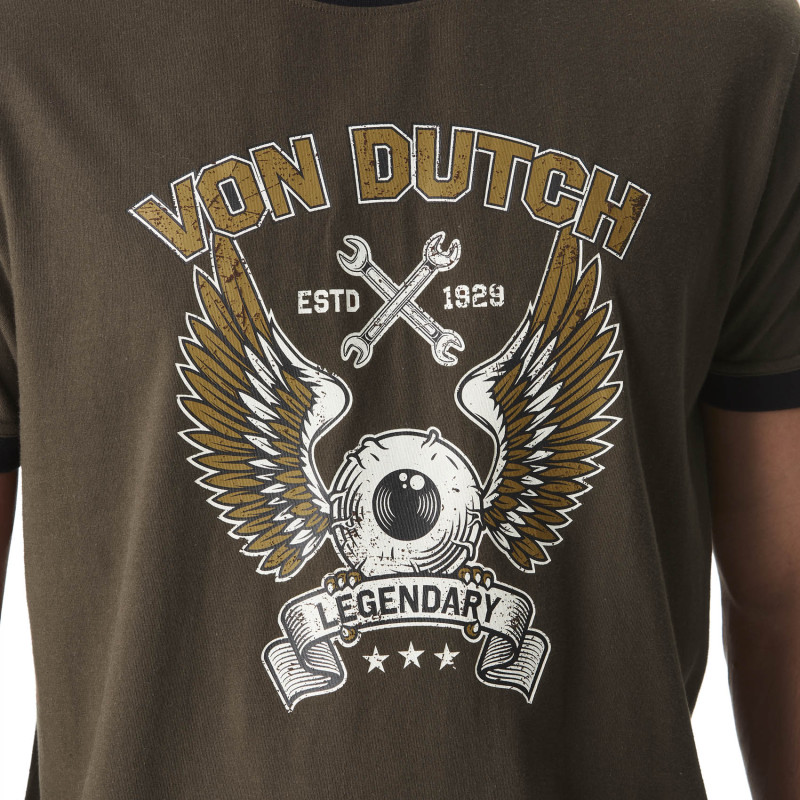 T-shirt homme col rond en jersey avec print et bord constrasté Wrench