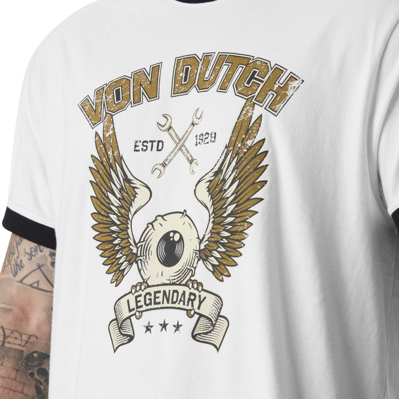 T-shirt homme col rond en jersey avec print et bord constrasté Wrench