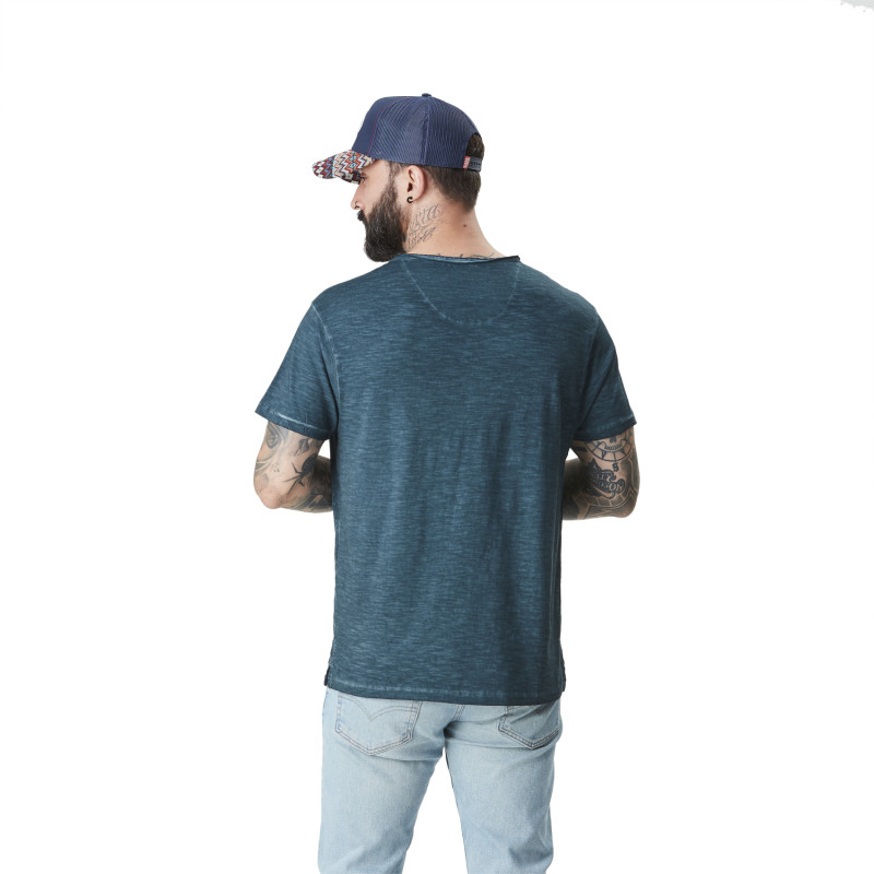 Tee Shirt Bleu coupe Régular Col V effet Flammé CLASSIC | Homme - Vondutch