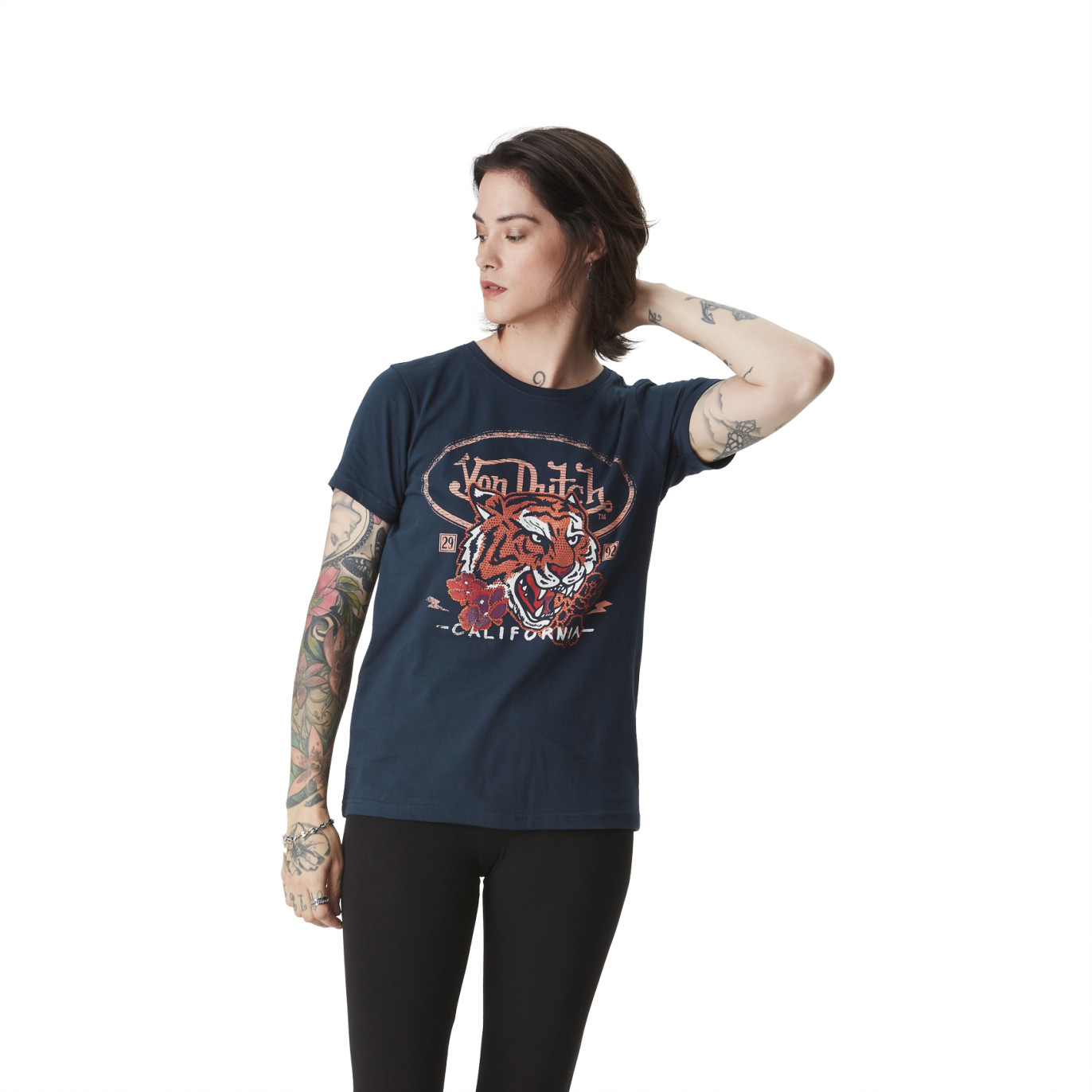 Tee Shirt Bleu coupe Régular Col V RUG | Femme - Vondutch