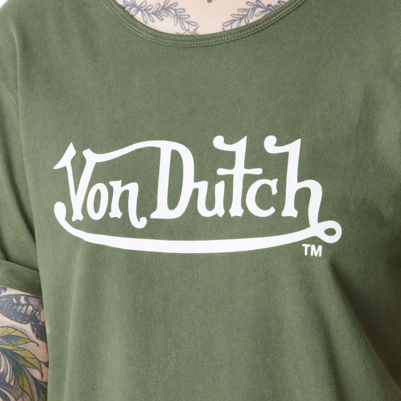 T-shirt femme col rond en acid wash avec logo en coton Kust