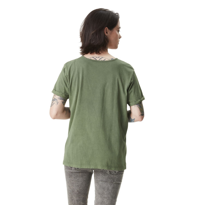 T-shirt femme col rond en acid wash avec logo en coton Kust