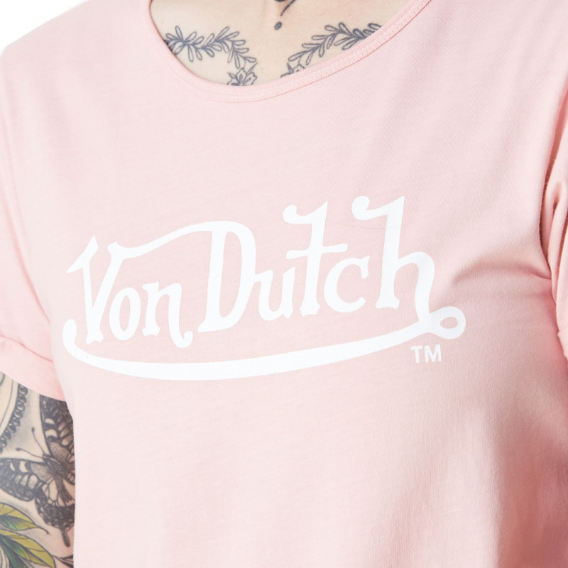 T-shirt femme col rond en acid wash avec logo en coton Kust