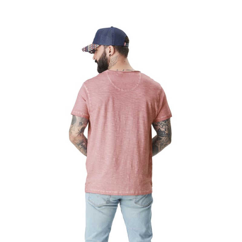 Tee Shirt Rose coupe Régular Col V effet Flammé CLASSIC | Homme - Vondutch