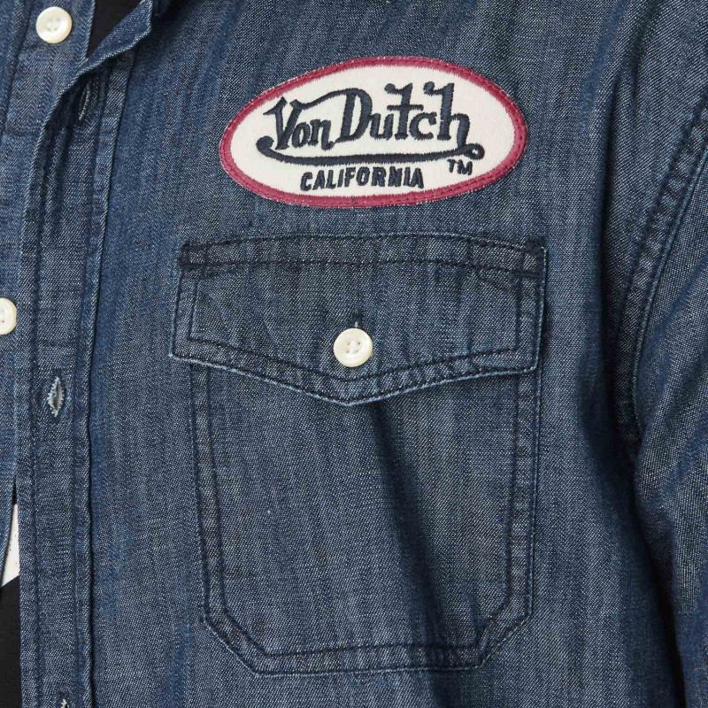 Chemise en Coton Denim coupe Regular Manches longues Bleue CHAMBRAY | Homme - Vondutch