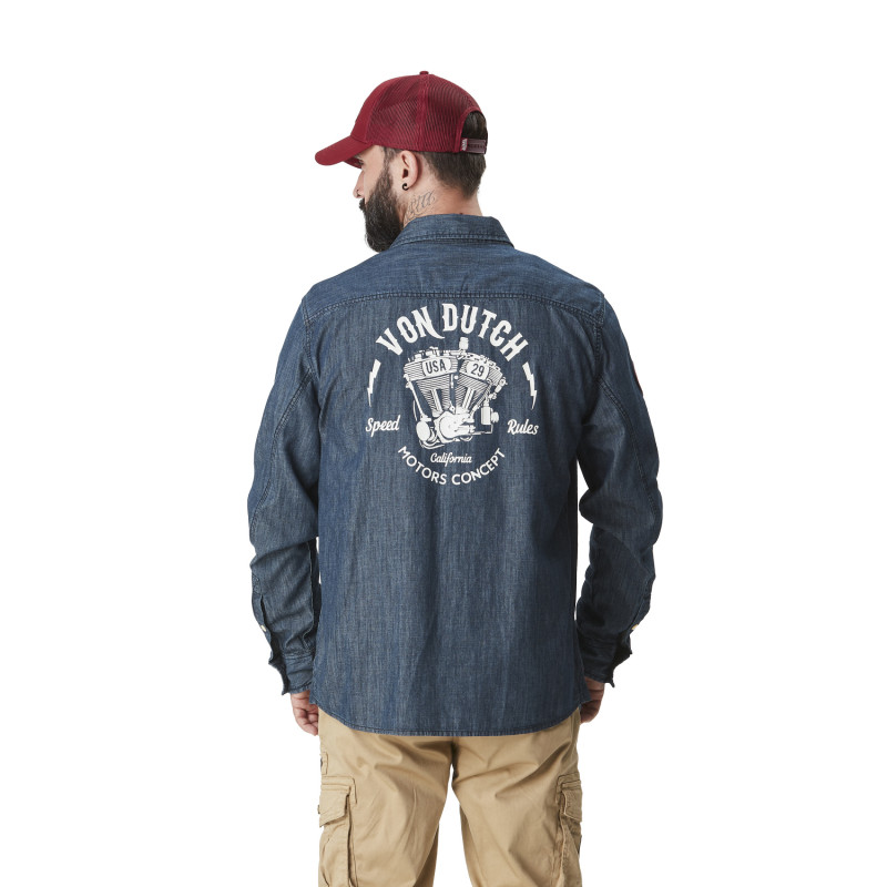 Chemise en Coton Denim coupe Regular Manches longues Bleue CHAMBRAY | Homme - Vondutch