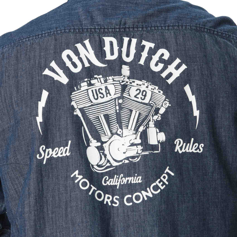 Chemise en Coton Denim coupe Regular Manches longues Bleue CHAMBRAY | Homme - Vondutch