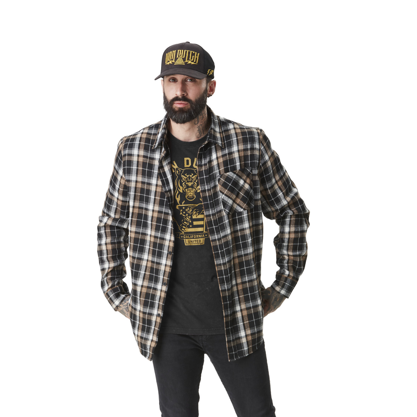 Chemise en Flanelle à carreaux coupe Regular Manches longues Noire TYLER | Homme - Vondutch