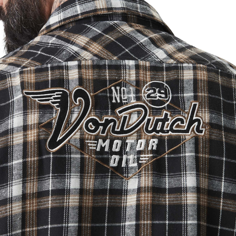 Chemise en Flanelle à carreaux coupe Regular Manches longues Noire TYLER | Homme - Vondutch