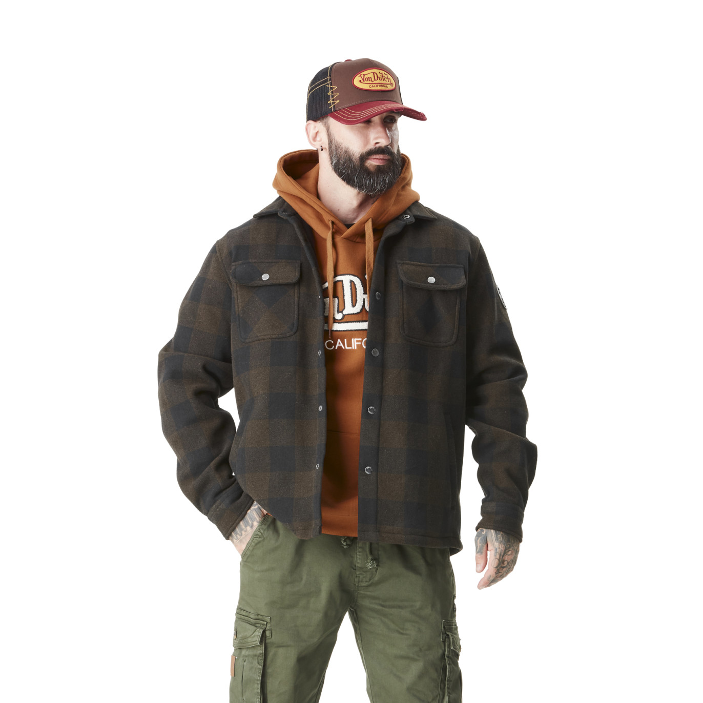 Surchemise à carreaux Polaire Hiver Marron PEPPER | Homme - Vondutch