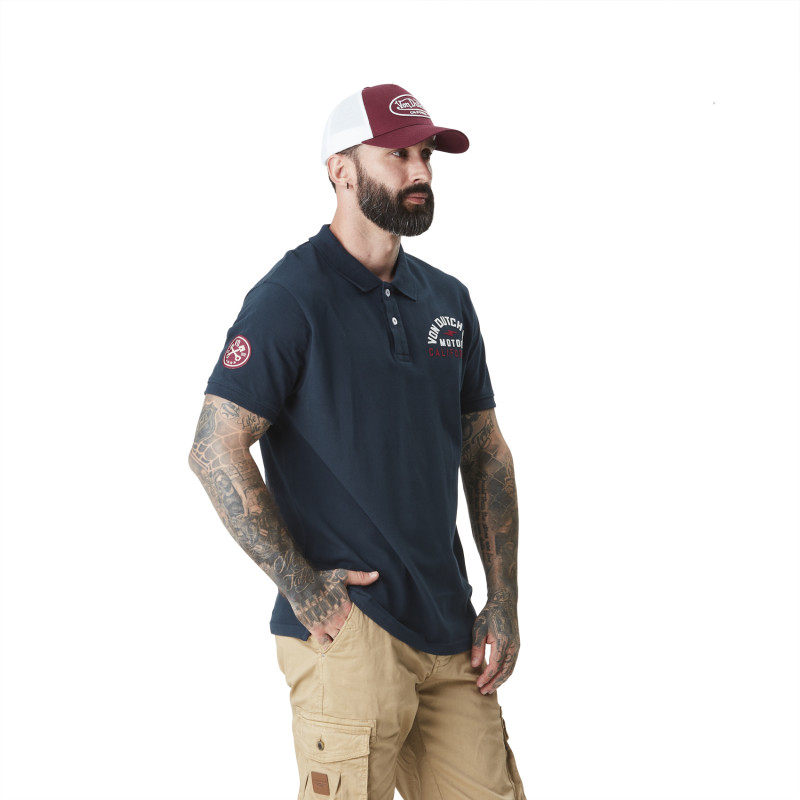 Polo homme avec logo et badges en coton Calif