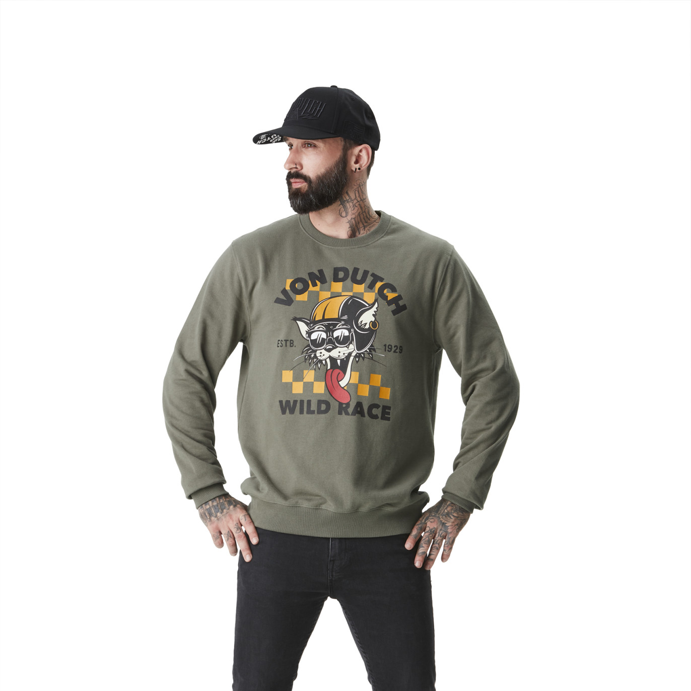 Sweat Sans capuche Kaki KAT | Homme - Vondutch