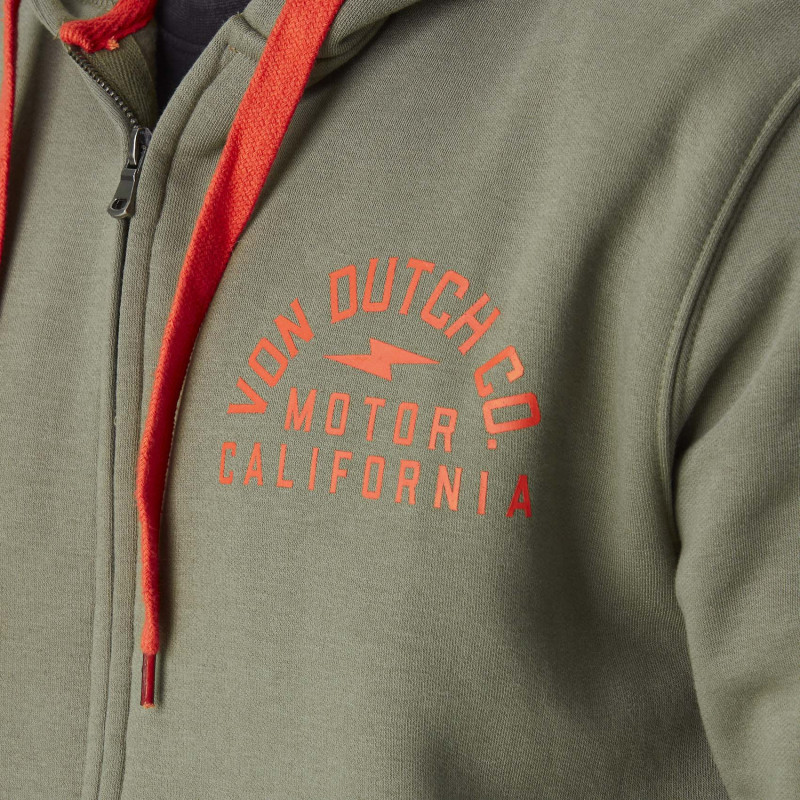 Sweat à capuche Zippé Kaki Molletoné KIYO | Homme - Vondutch