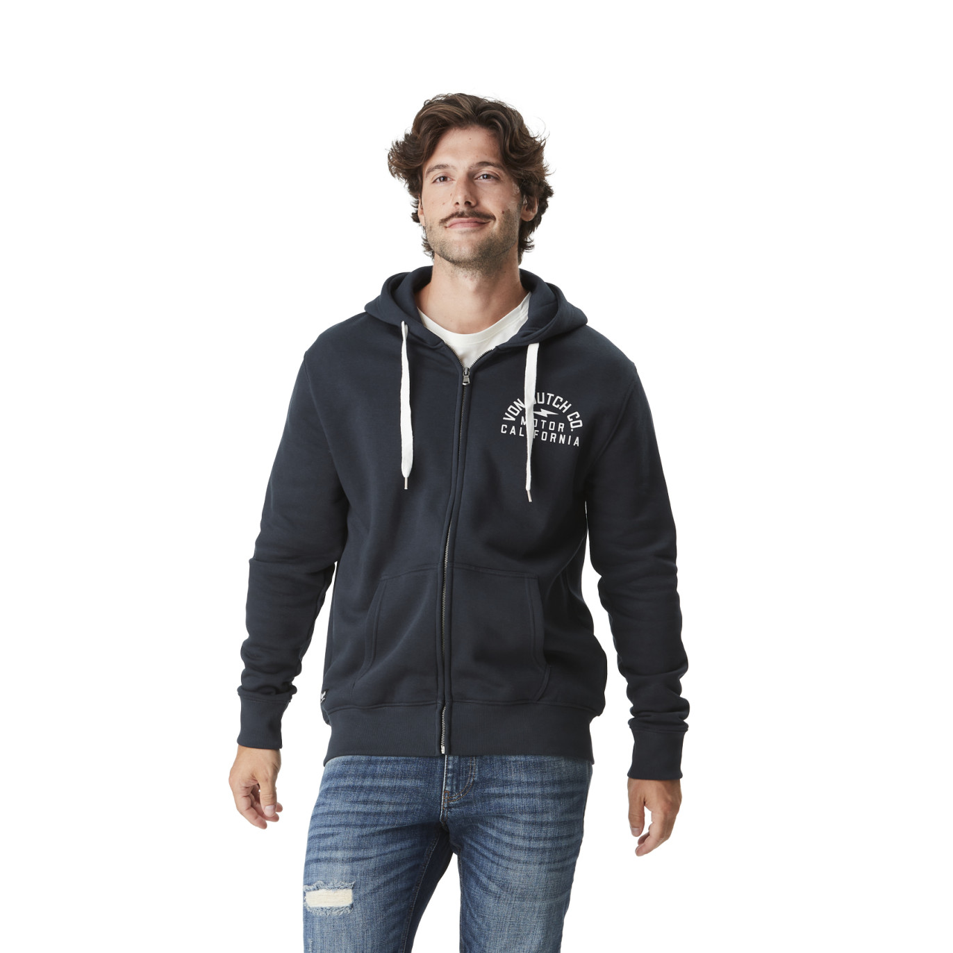 Sweat à capuche Zippé Bleu KIYO | Homme - Vondutch