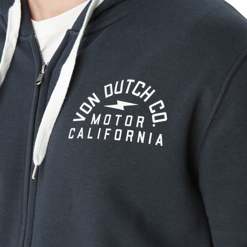 Sweat à capuche Zippé Bleu KIYO | Homme - Vondutch