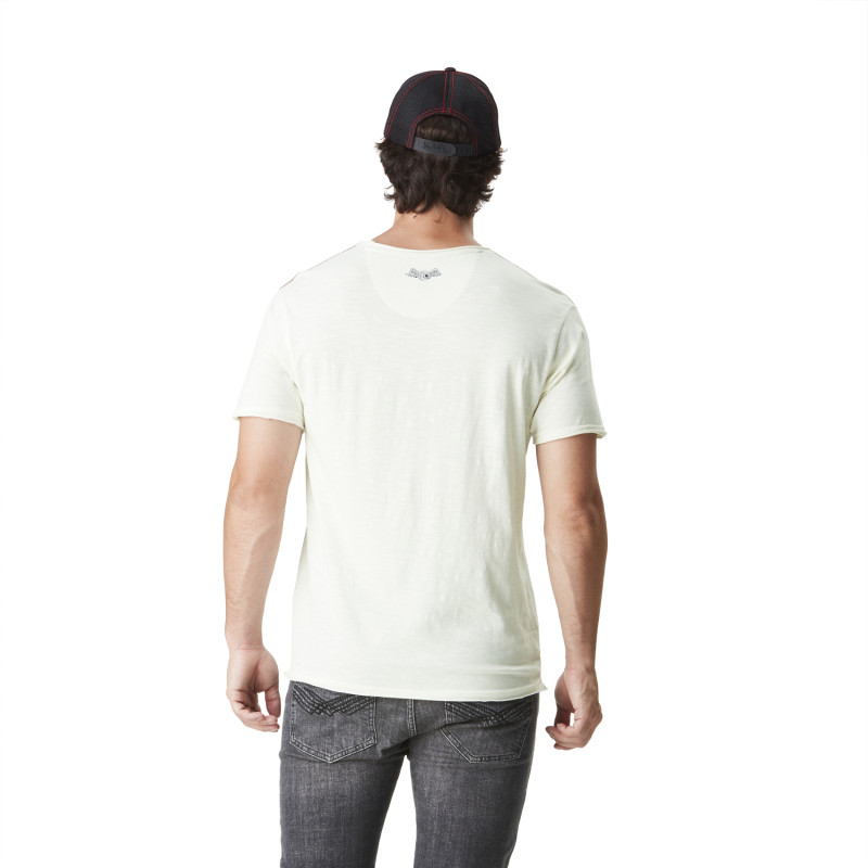 Tee Shirt Blanc coupe Regular Col rond effet Flammé FREE | Homme - Vondutch