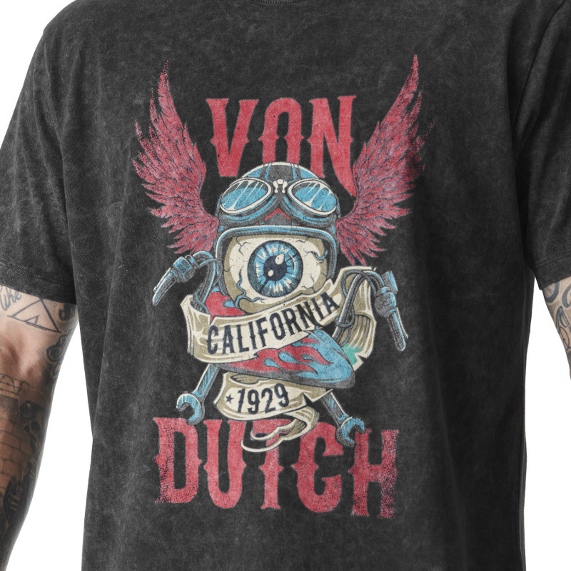 Tee Shirt Gris coupe Regular Col rond effet Délavé, Flammé KART | Homme - Vondutch