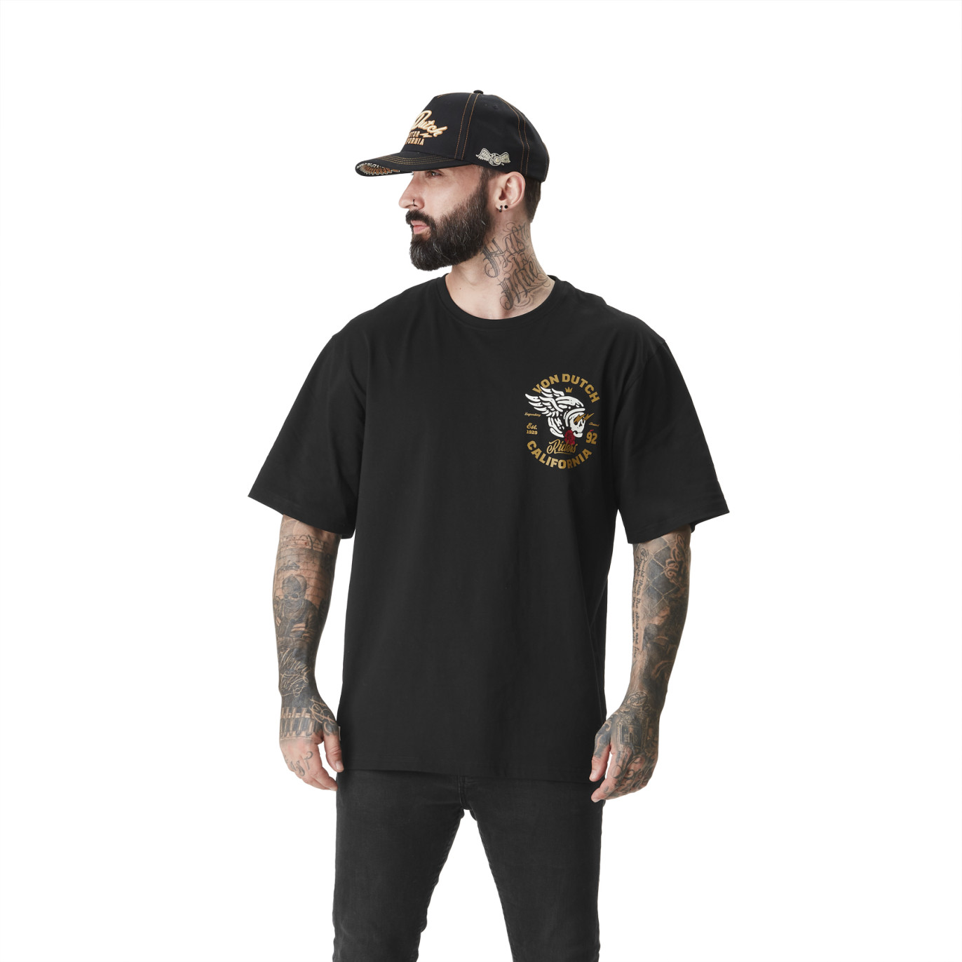 Tee Shirt Noir coupe Relaxed fit Col rond LEGEND | Homme - Vondutch