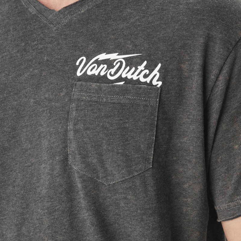 Tee Shirt Gris coupe Regular Col V effet Flammé MOTT | Homme - Vondutch