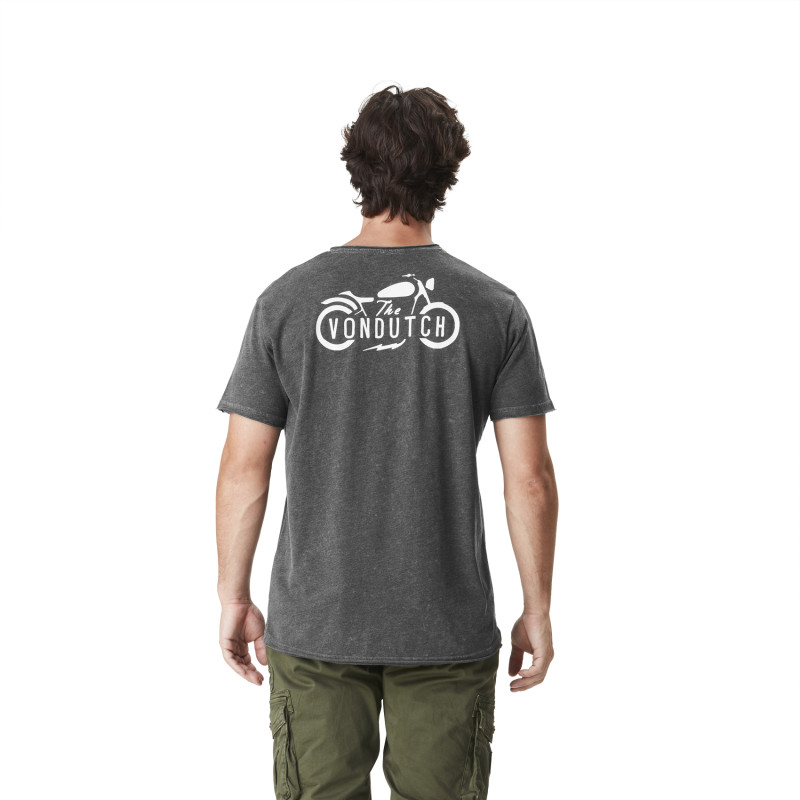 Tee Shirt Gris coupe Regular Col V effet Flammé MOTT | Homme - Vondutch
