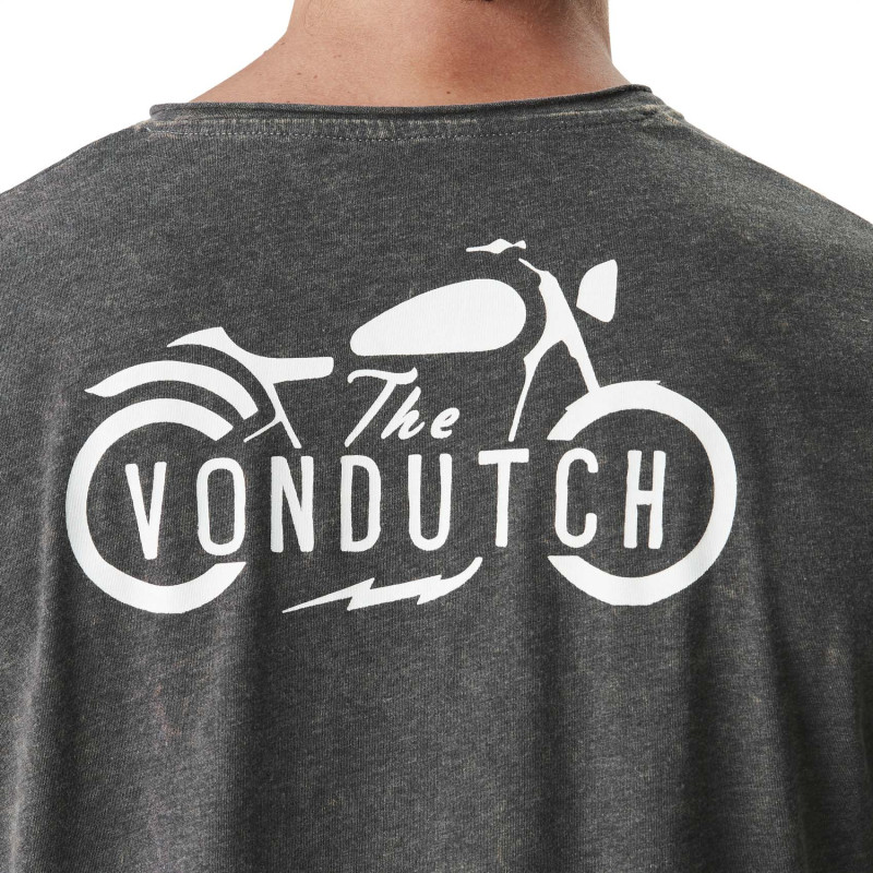 Tee Shirt Gris coupe Regular Col V effet Flammé MOTT | Homme - Vondutch