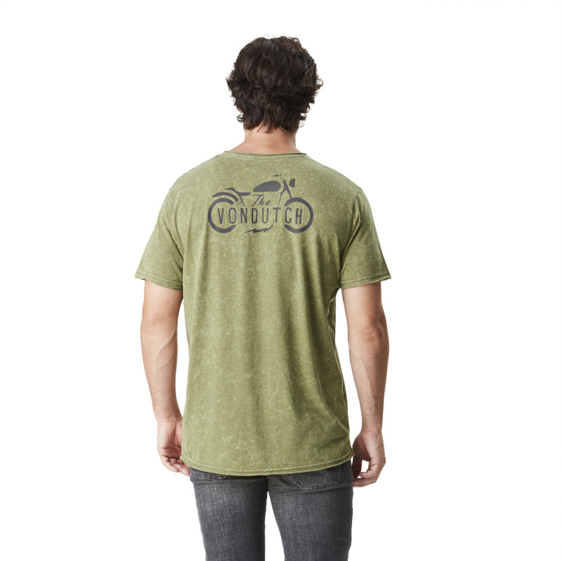 Tee Shirt Vert coupe Regular Col V effet Flammé MOTT | Homme - Vondutch