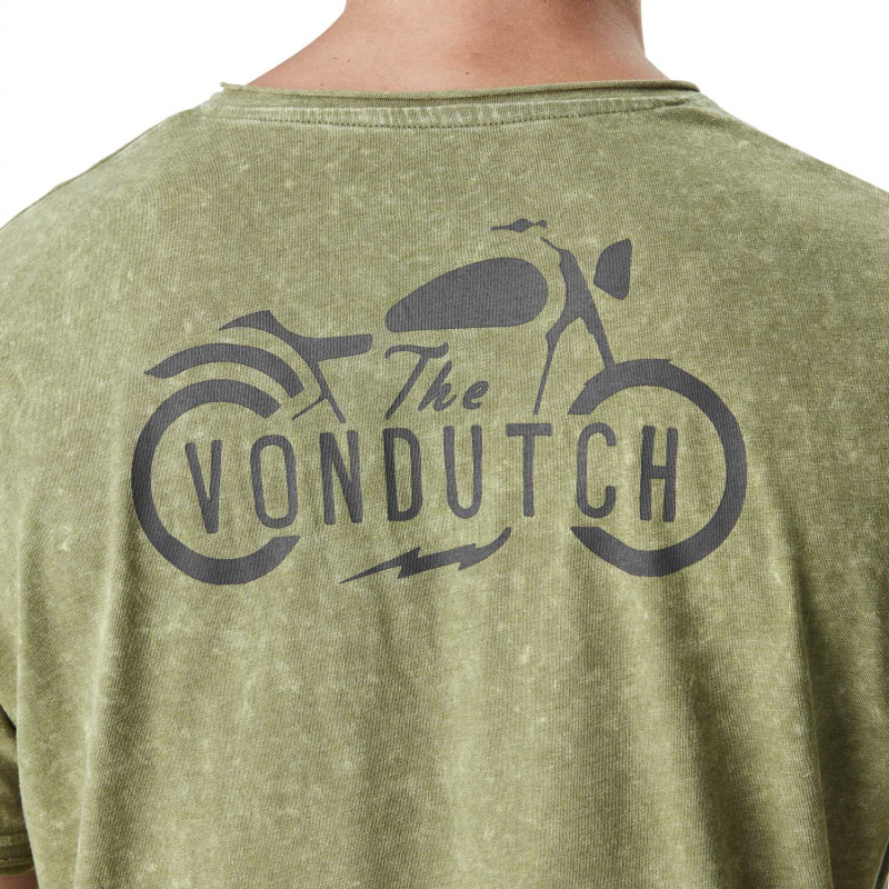 Tee Shirt Vert coupe Regular Col V effet Flammé MOTT | Homme - Vondutch