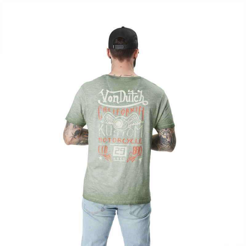 Tee Shirt Kaki coupe Regular Col V effet Chiné, Flammé NAIVE | Homme - Vondutch